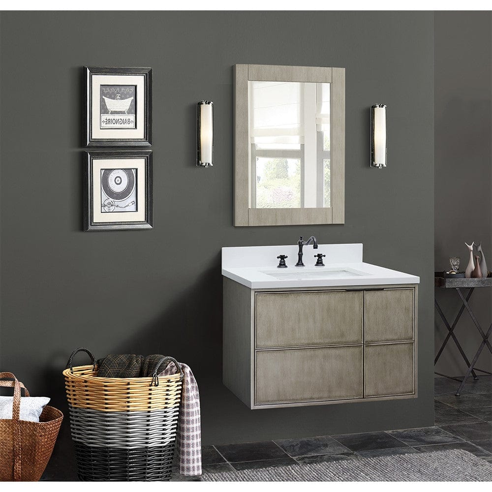 Bellaterra 37" Single Wall Mount Vanity in Linen Brown Finish