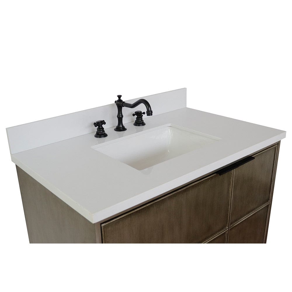 Bellaterra 37" Single Wall Mount Vanity in Linen Brown Finish