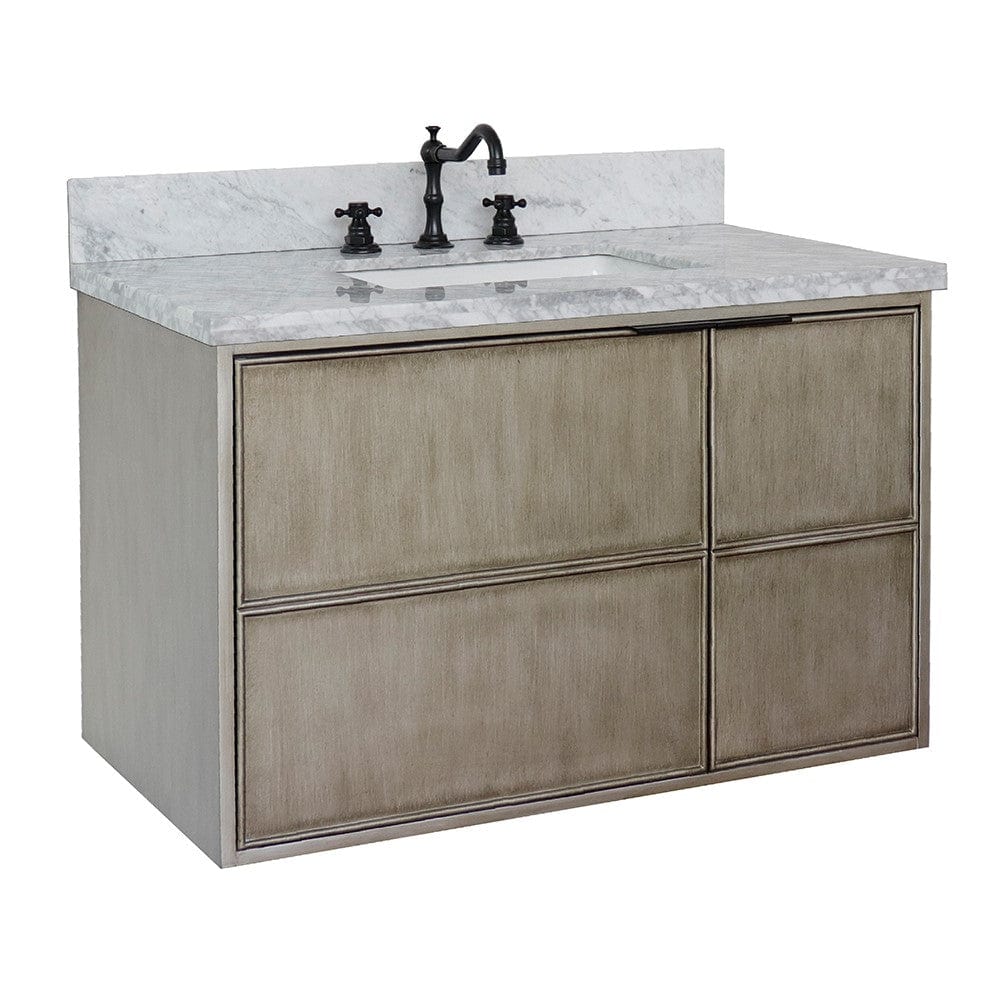 Bellaterra 37" Single Wall Mount Vanity in Linen Brown Finish