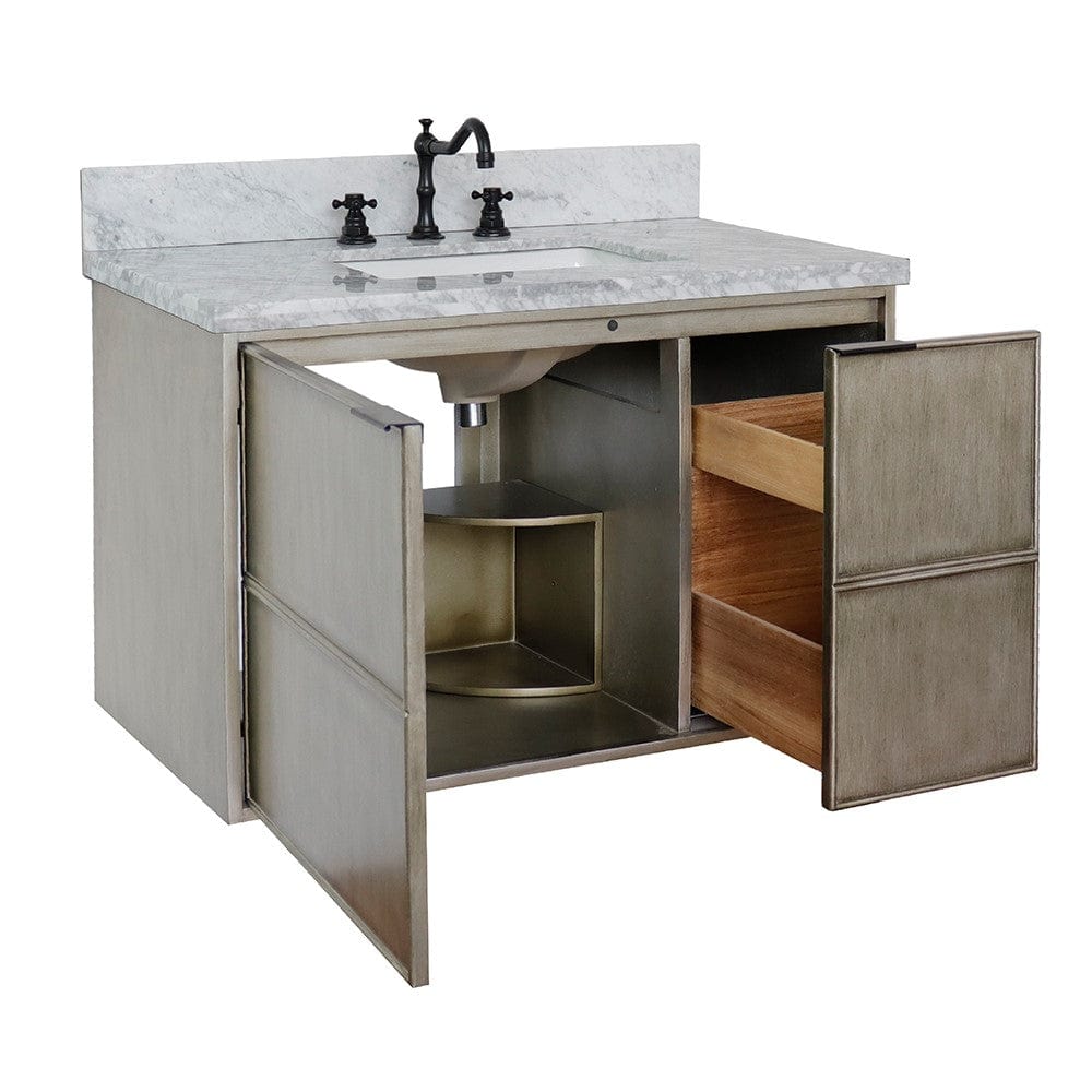 Bellaterra 37" Single Wall Mount Vanity in Linen Brown Finish