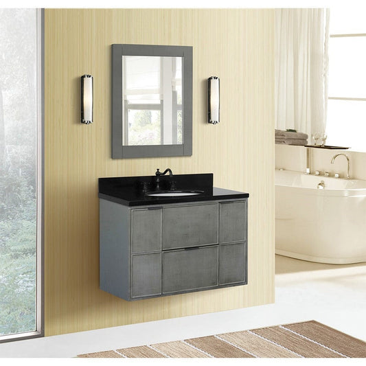 Bellaterra 37" Single Wall Mount Vanity in Linen Gray Finish