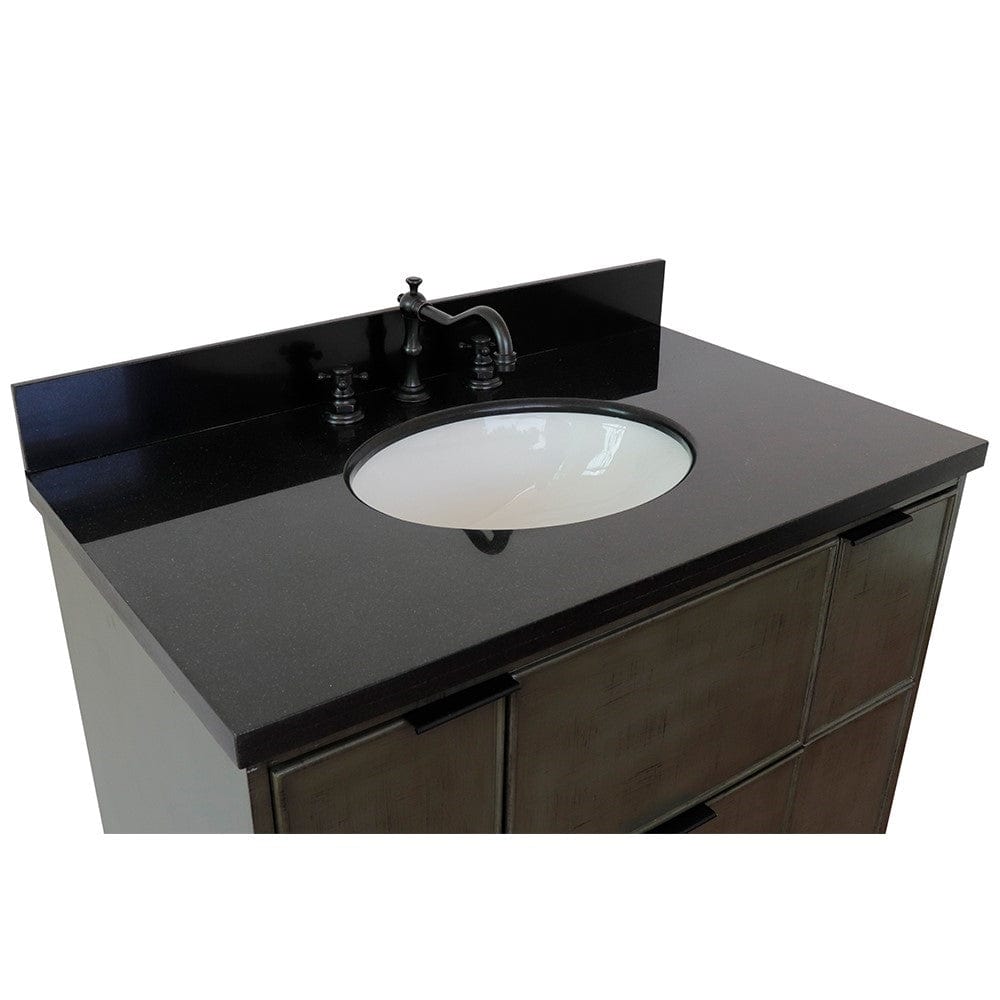 Bellaterra 37" Single Wall Mount Vanity in Linen Gray Finish