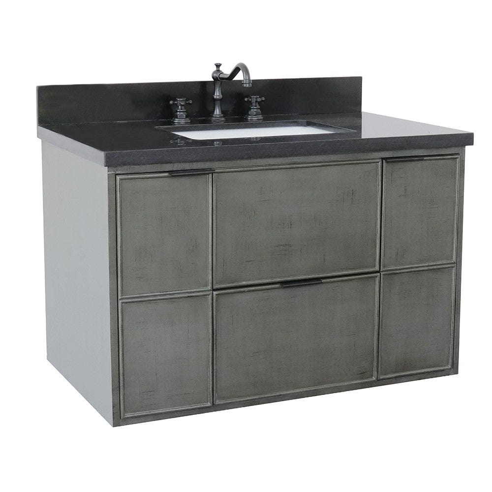 Bellaterra 37" Single Wall Mount Vanity in Linen Gray Finish