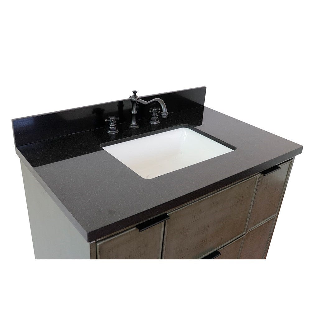 Bellaterra 37" Single Wall Mount Vanity in Linen Gray Finish