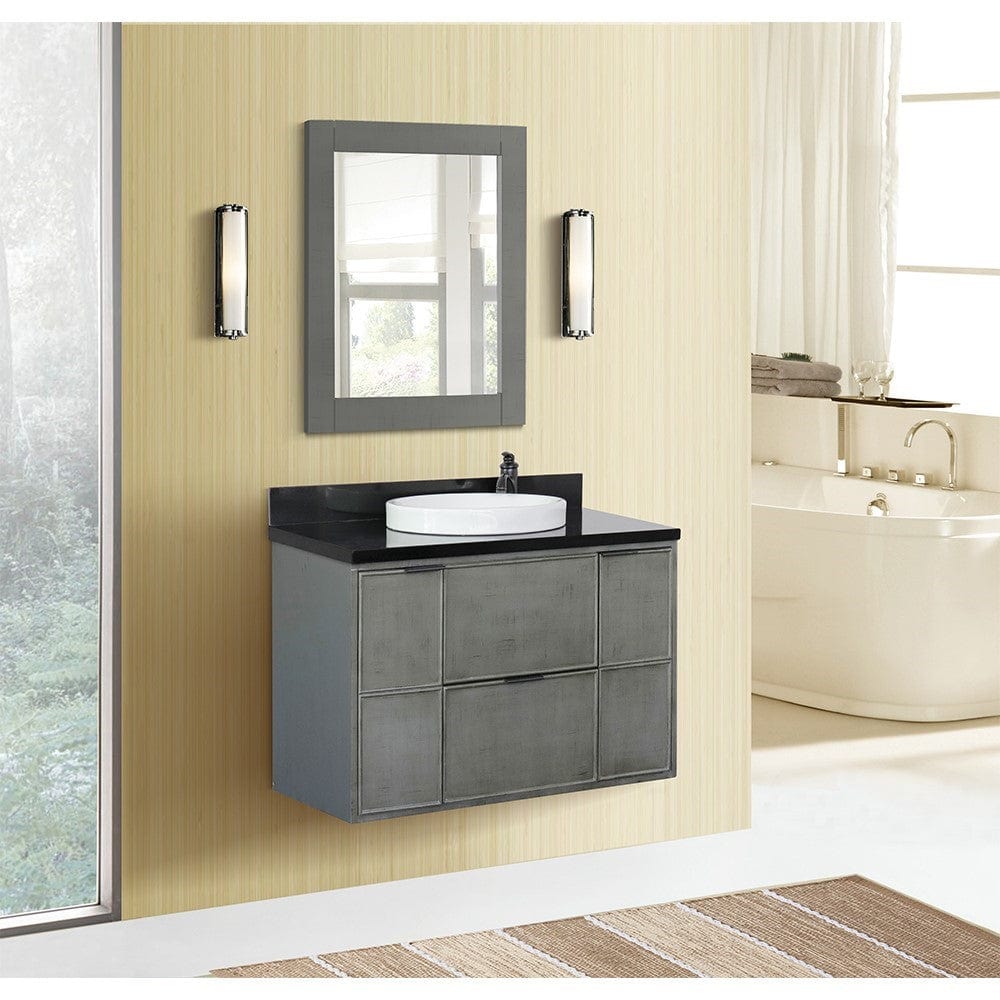 Bellaterra 37" Single Wall Mount Vanity in Linen Gray Finish