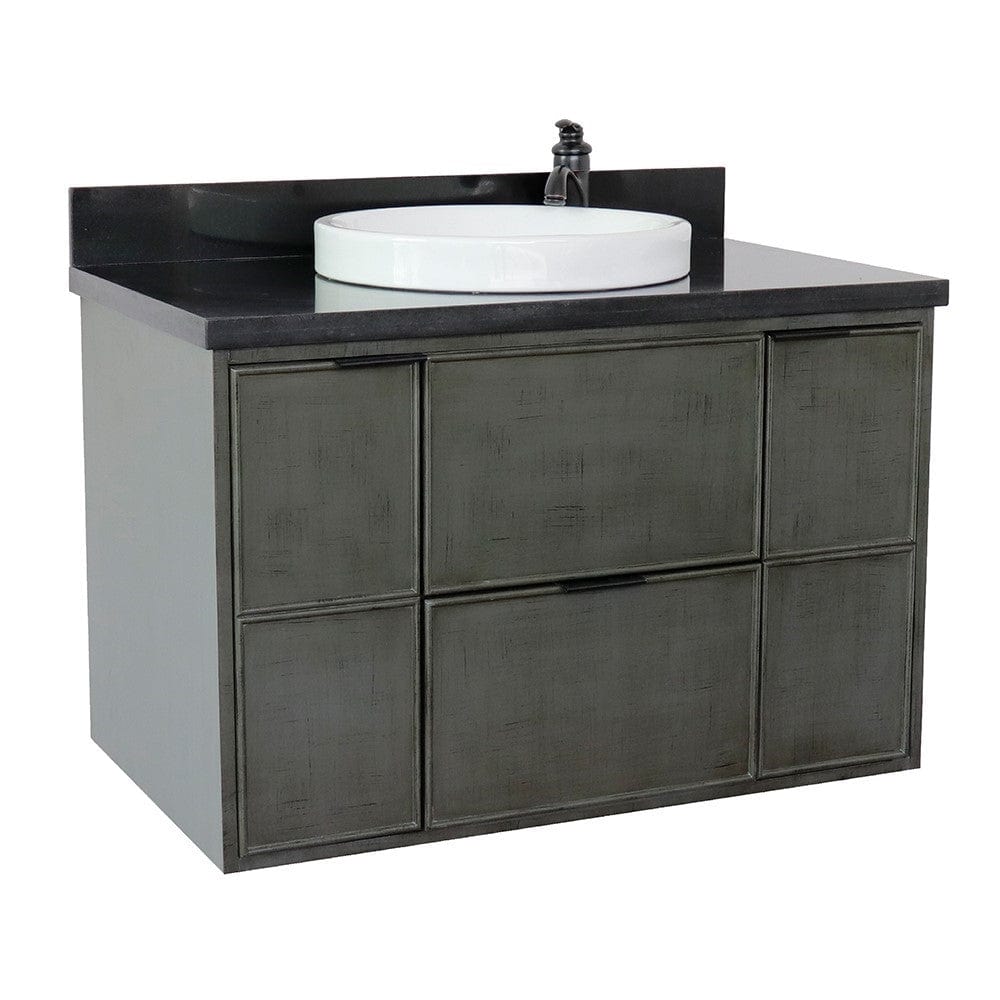 Bellaterra 37" Single Wall Mount Vanity in Linen Gray Finish