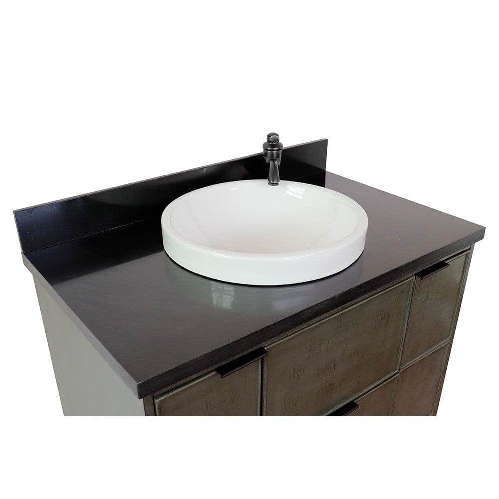 Bellaterra 37" Single Wall Mount Vanity in Linen Gray Finish