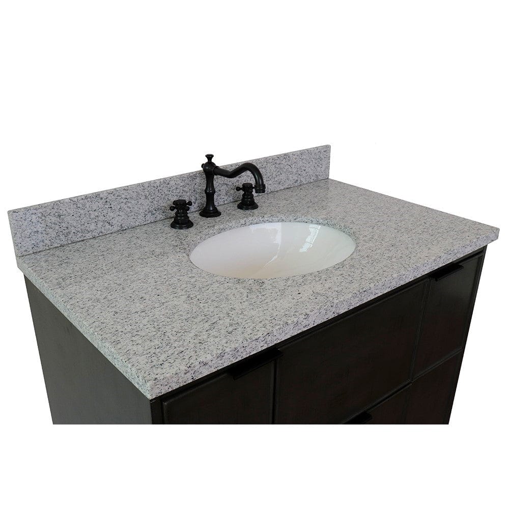 Bellaterra 37" Single Wall Mount Vanity in Linen Gray Finish