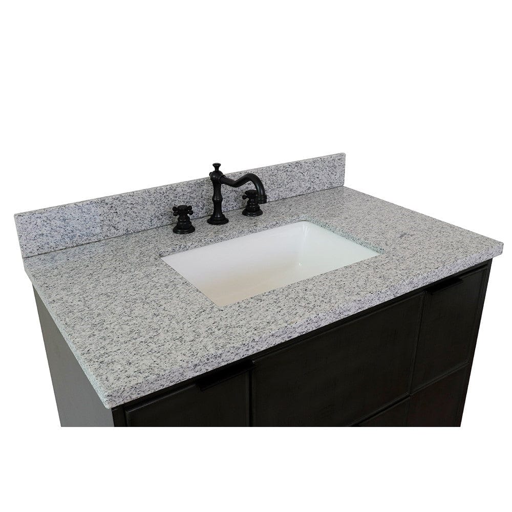 Bellaterra 37" Single Wall Mount Vanity in Linen Gray Finish