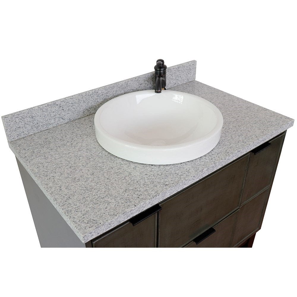 Bellaterra 37" Single Wall Mount Vanity in Linen Gray Finish