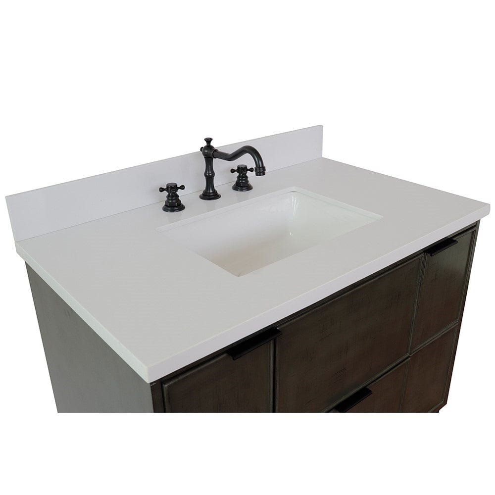 Bellaterra 37" Single Wall Mount Vanity in Linen Gray Finish