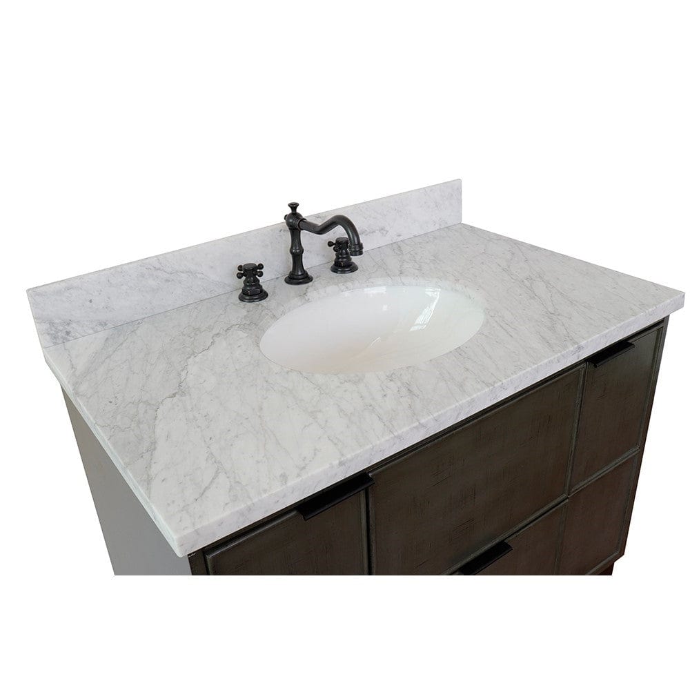 Bellaterra 37" Single Wall Mount Vanity in Linen Gray Finish