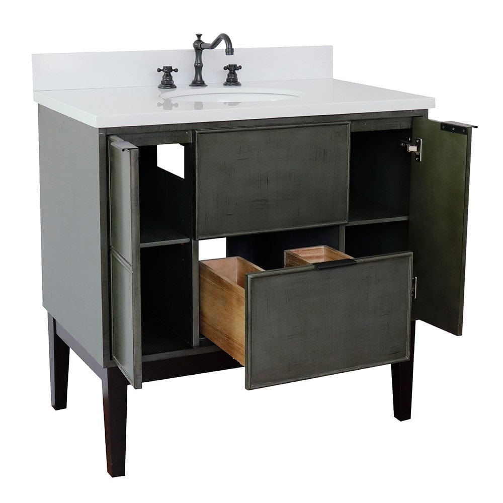 Bellaterra 37" Single Vanity in Linen Gray Finish