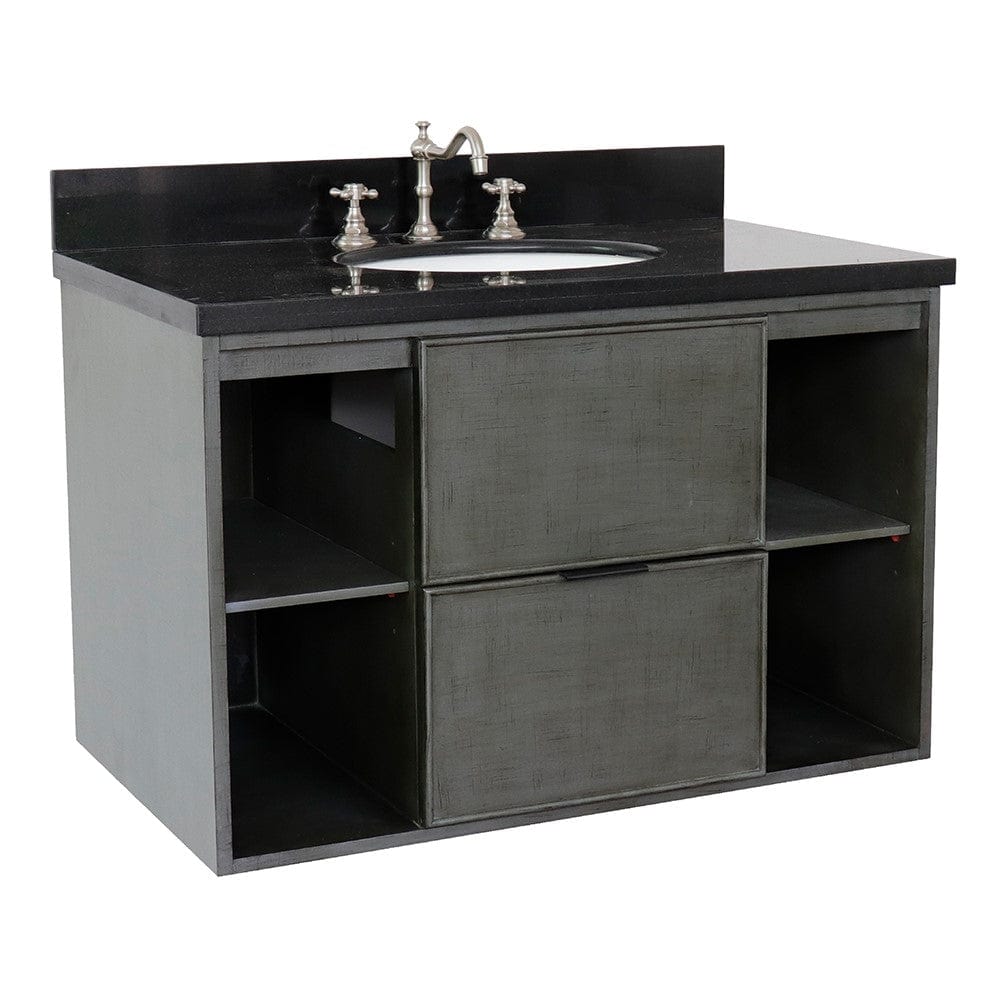 Bellaterra 37" Single Wall Mount Vanity in Linen Gray Finish