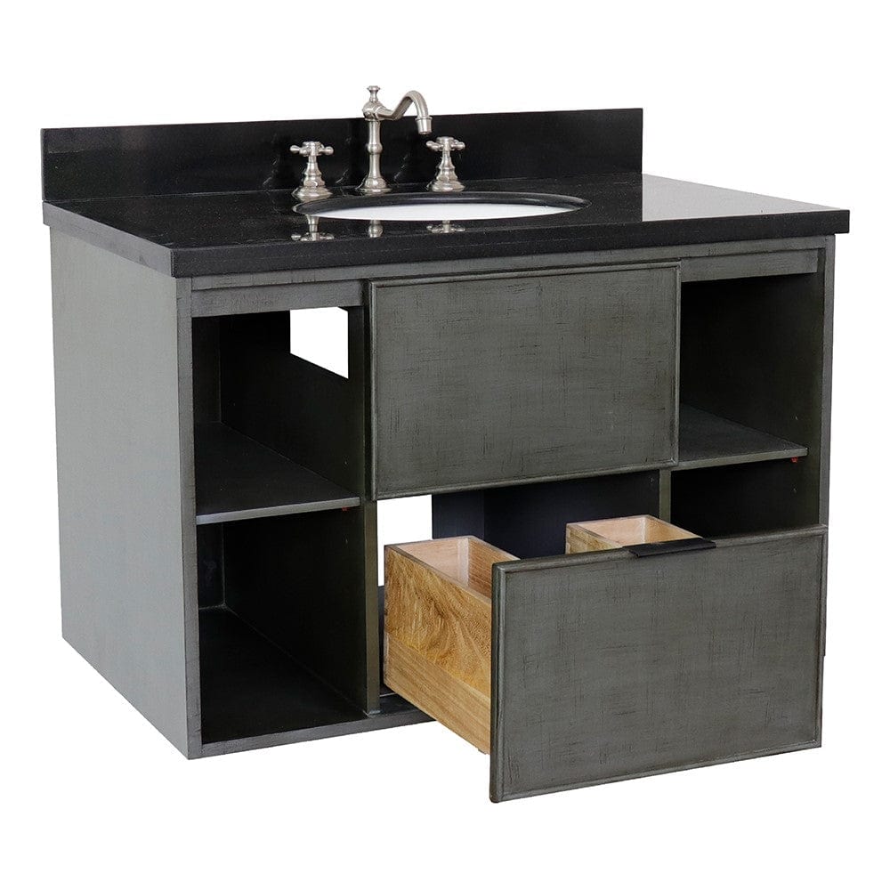 Bellaterra 37" Single Wall Mount Vanity in Linen Gray Finish