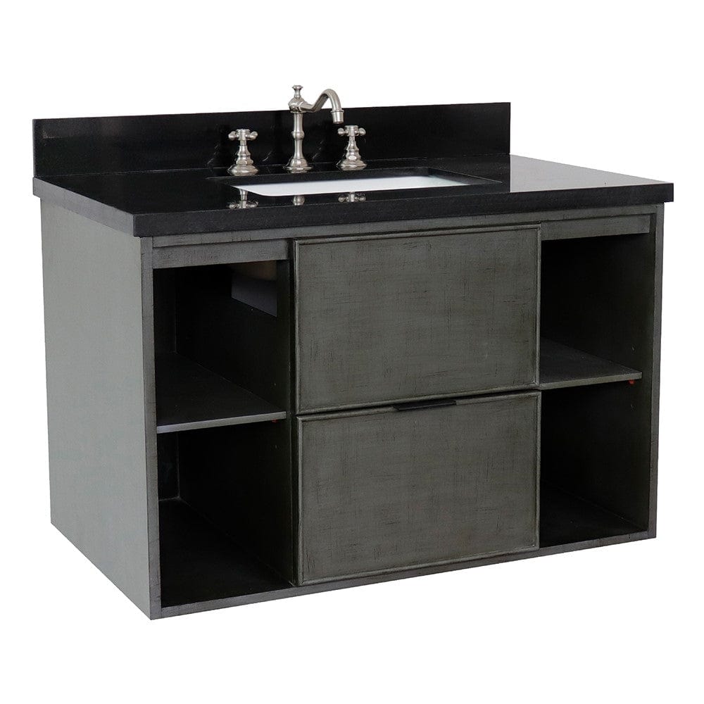 Bellaterra 37" Single Wall Mount Vanity in Linen Gray Finish