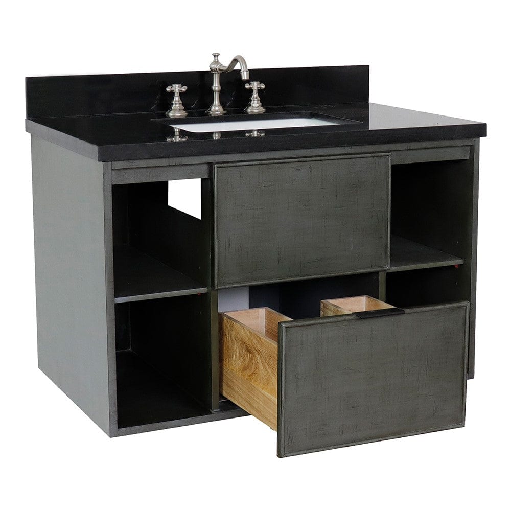 Bellaterra 37" Single Wall Mount Vanity in Linen Gray Finish