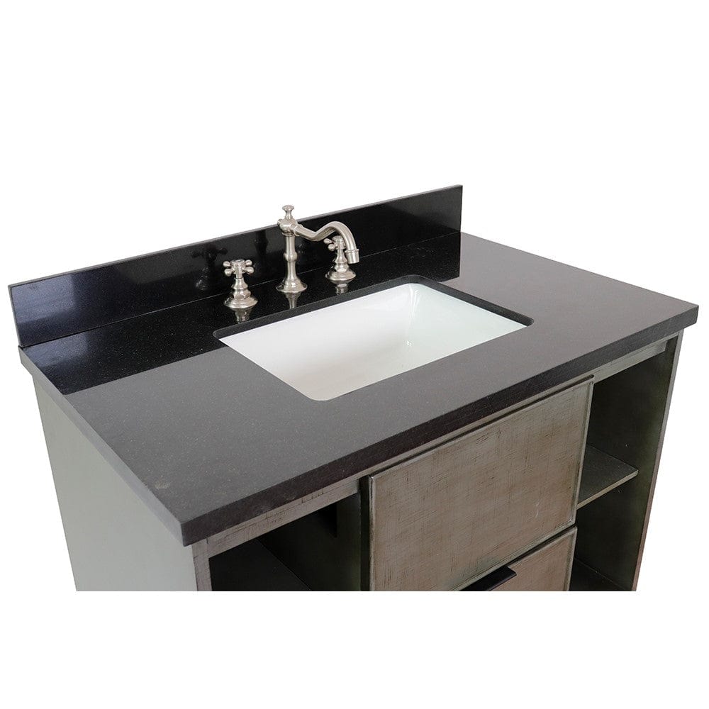 Bellaterra 37" Single Wall Mount Vanity in Linen Gray Finish