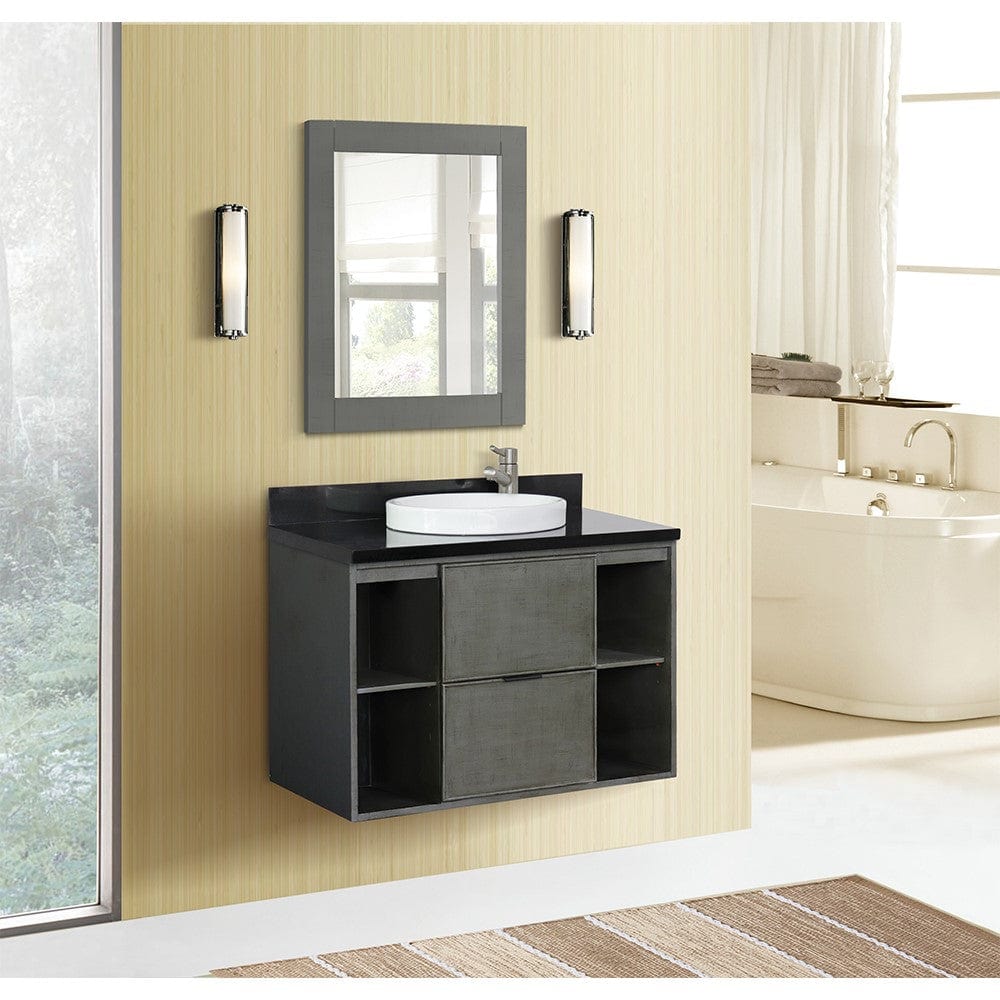 Bellaterra 37" Single Wall Mount Vanity in Linen Gray Finish