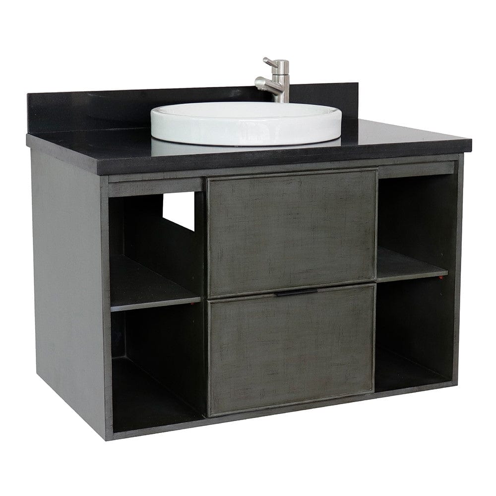 Bellaterra 37" Single Wall Mount Vanity in Linen Gray Finish