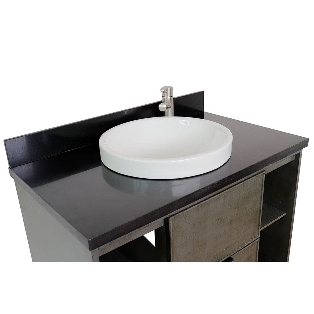 Bellaterra 37" Single Wall Mount Vanity in Linen Gray Finish