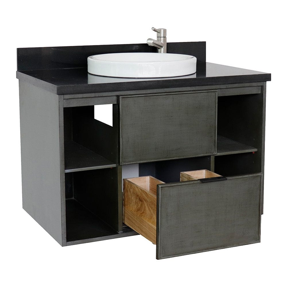 Bellaterra 37" Single Wall Mount Vanity in Linen Gray Finish