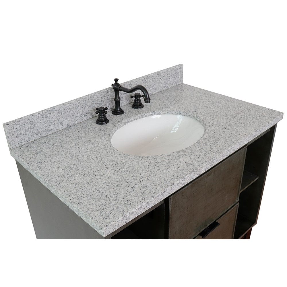 Bellaterra 37" Single Wall Mount Vanity in Linen Gray Finish