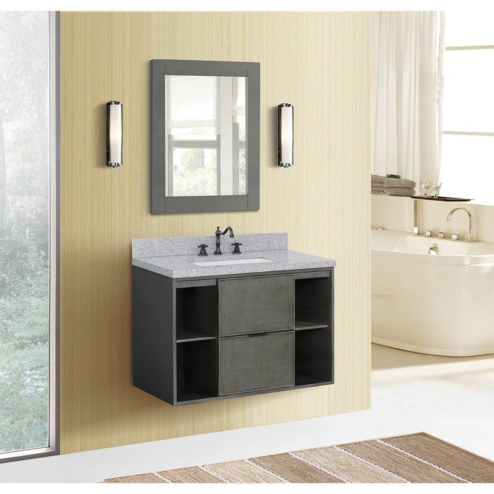 Bellaterra 37" Single Wall Mount Vanity in Linen Gray Finish