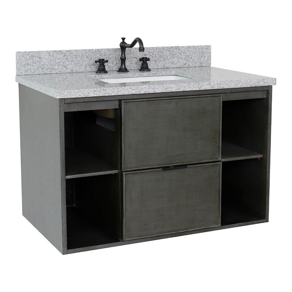 Bellaterra 37" Single Wall Mount Vanity in Linen Gray Finish