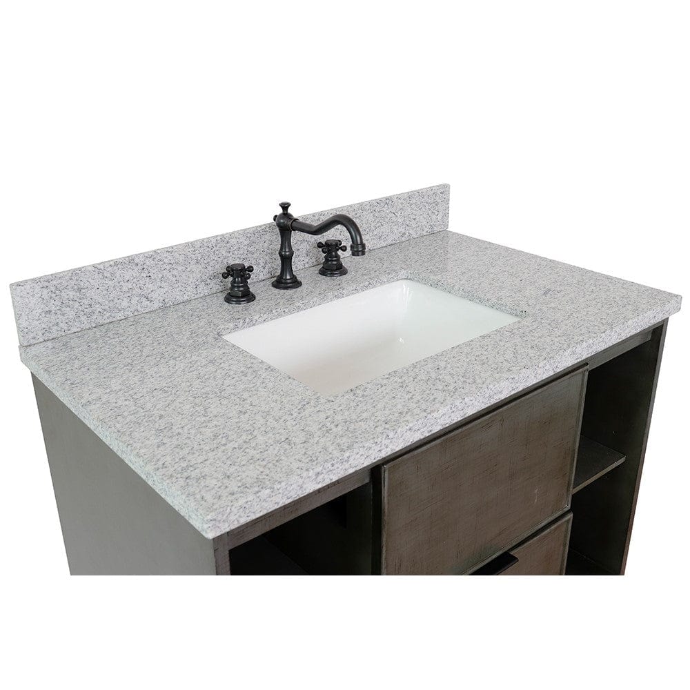 Bellaterra 37" Single Wall Mount Vanity in Linen Gray Finish