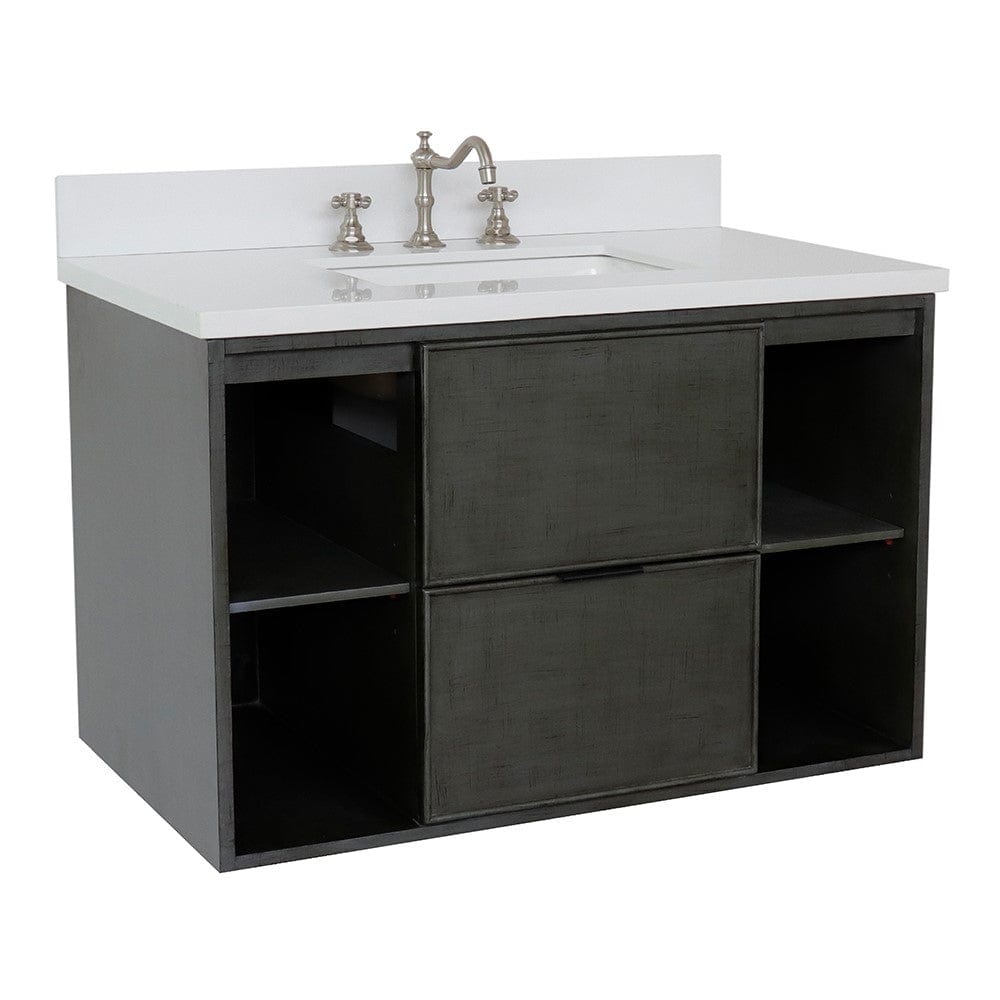 Bellaterra 37" Single Wall Mount Vanity in Linen Gray Finish