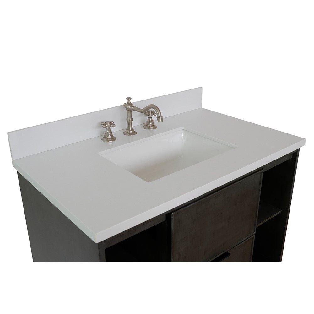 Bellaterra 37" Single Wall Mount Vanity in Linen Gray Finish