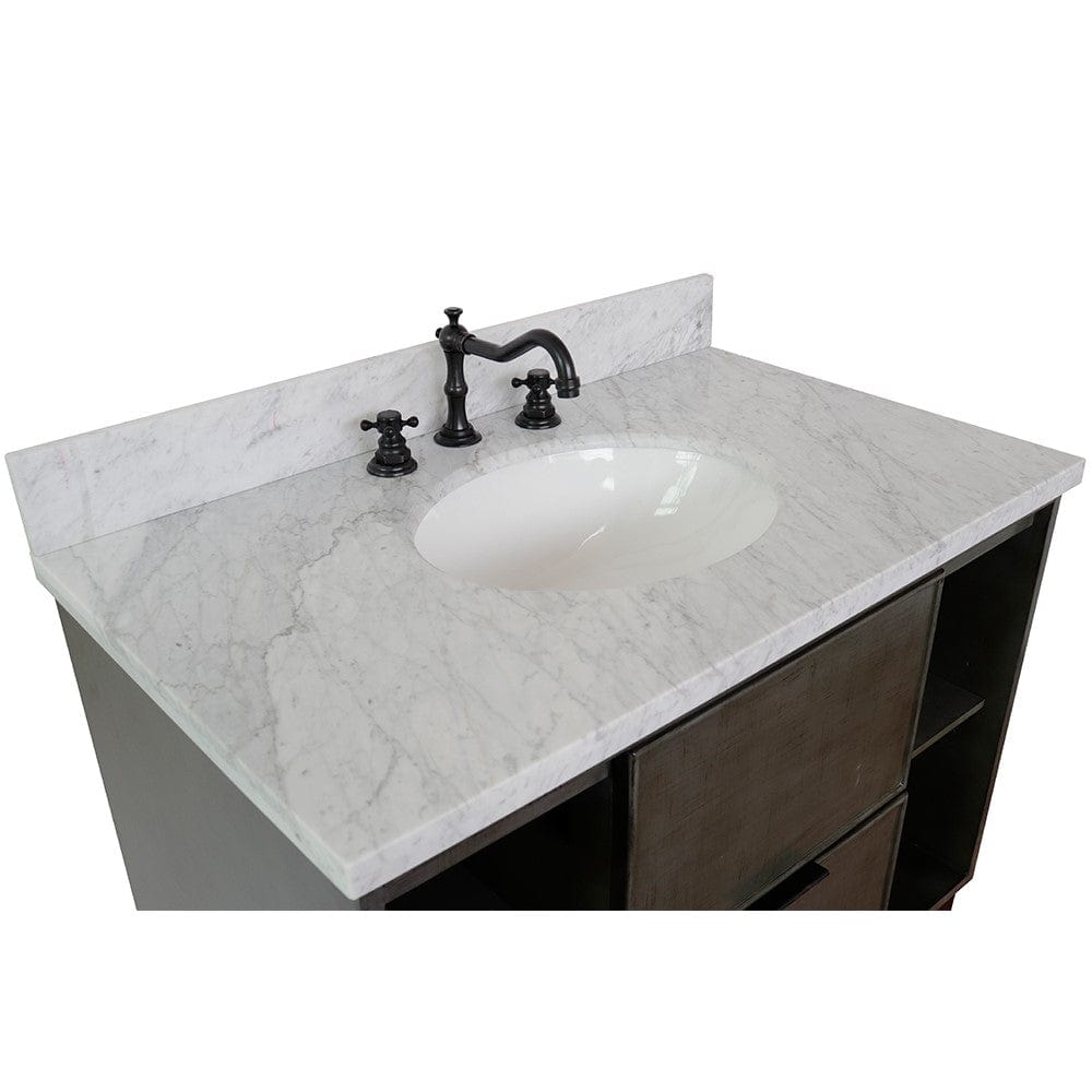 Bellaterra 37" Single Wall Mount Vanity in Linen Gray Finish