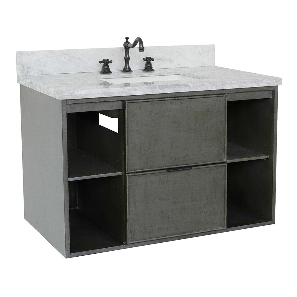 Bellaterra 37" Single Wall Mount Vanity in Linen Gray Finish