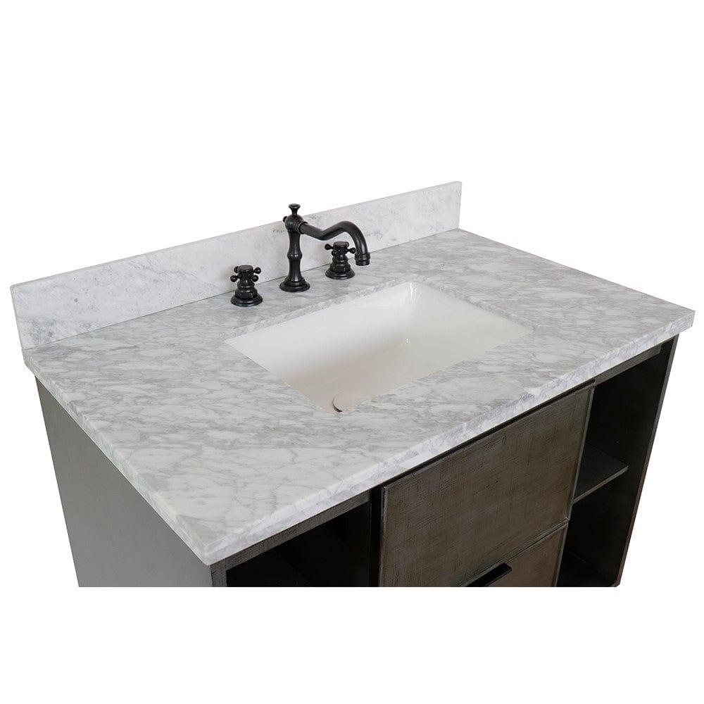 Bellaterra 37" Single Wall Mount Vanity in Linen Gray Finish