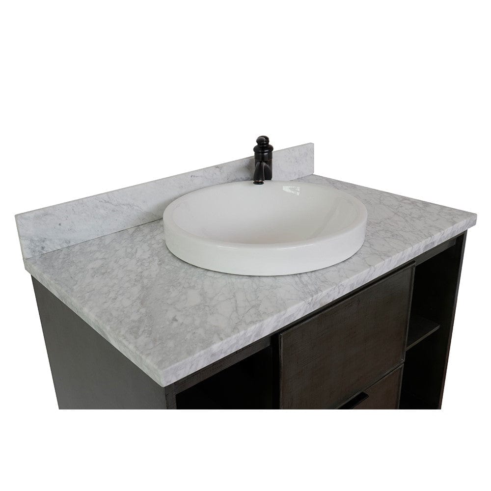 Bellaterra 37" Single Wall Mount Vanity in Linen Gray Finish