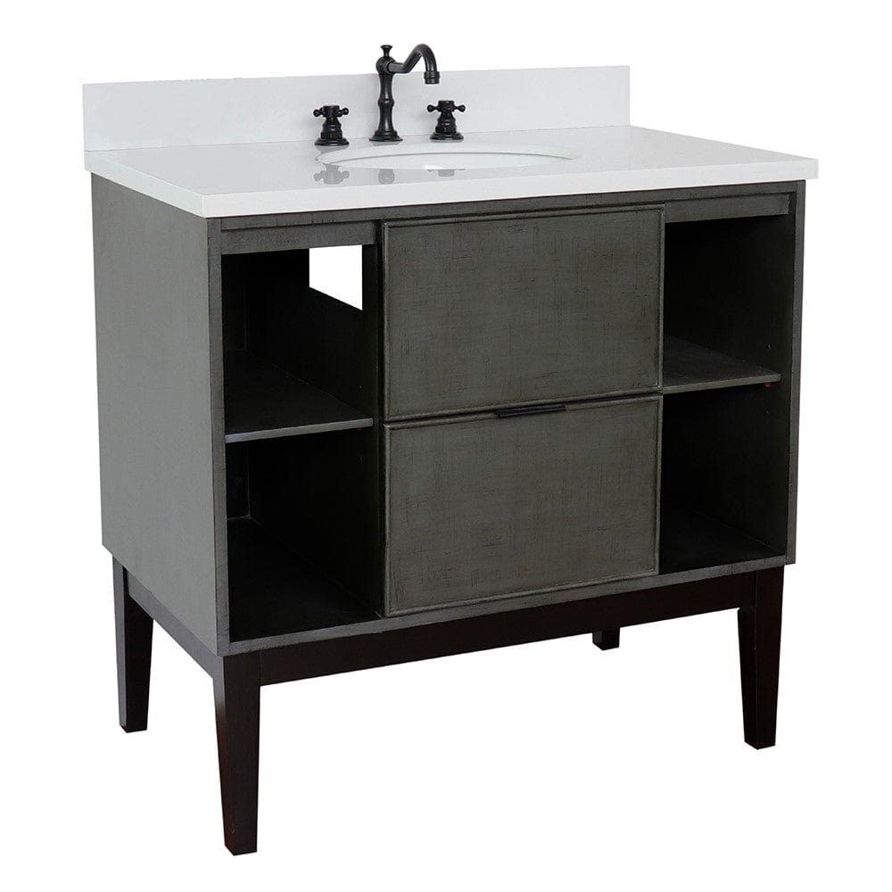 Bellaterra 37" Single Vanity in Linen Gray Finish