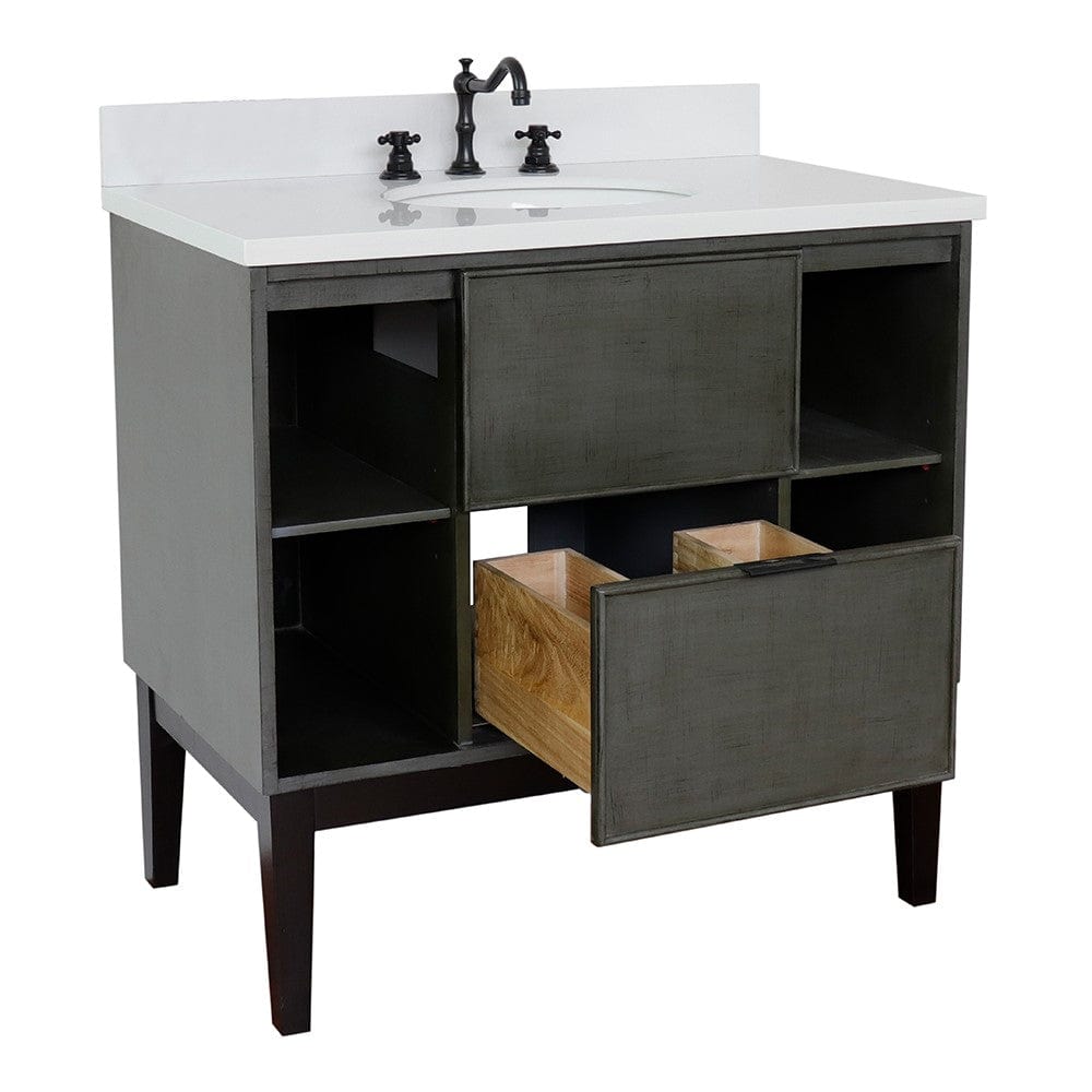 Bellaterra 37" Single Vanity in Linen Gray Finish