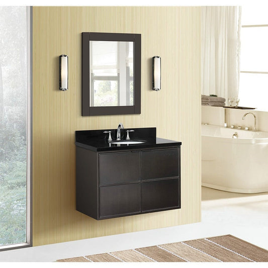 Bellaterra 37" Single Wall Mount Vanity in Cappuccino Finish