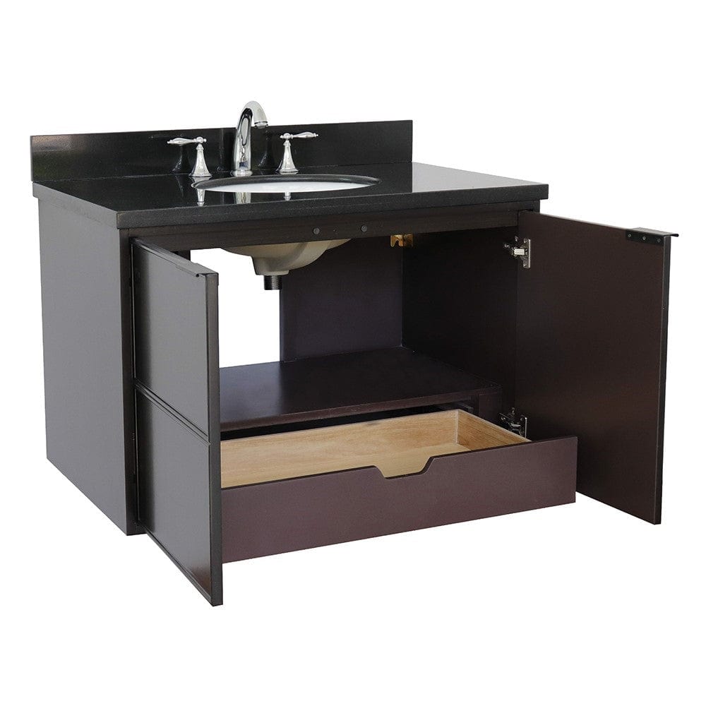 Bellaterra 37" Single Wall Mount Vanity in Cappuccino Finish