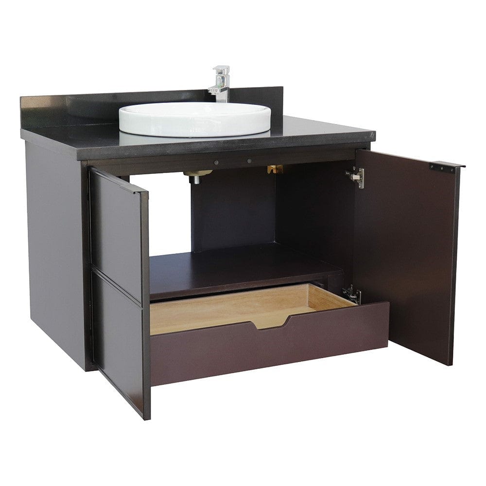 Bellaterra 37" Single Wall Mount Vanity in Cappuccino Finish