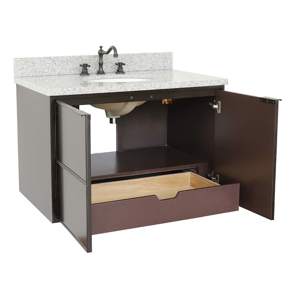 Bellaterra 37" Single Wall Mount Vanity in Cappuccino Finish