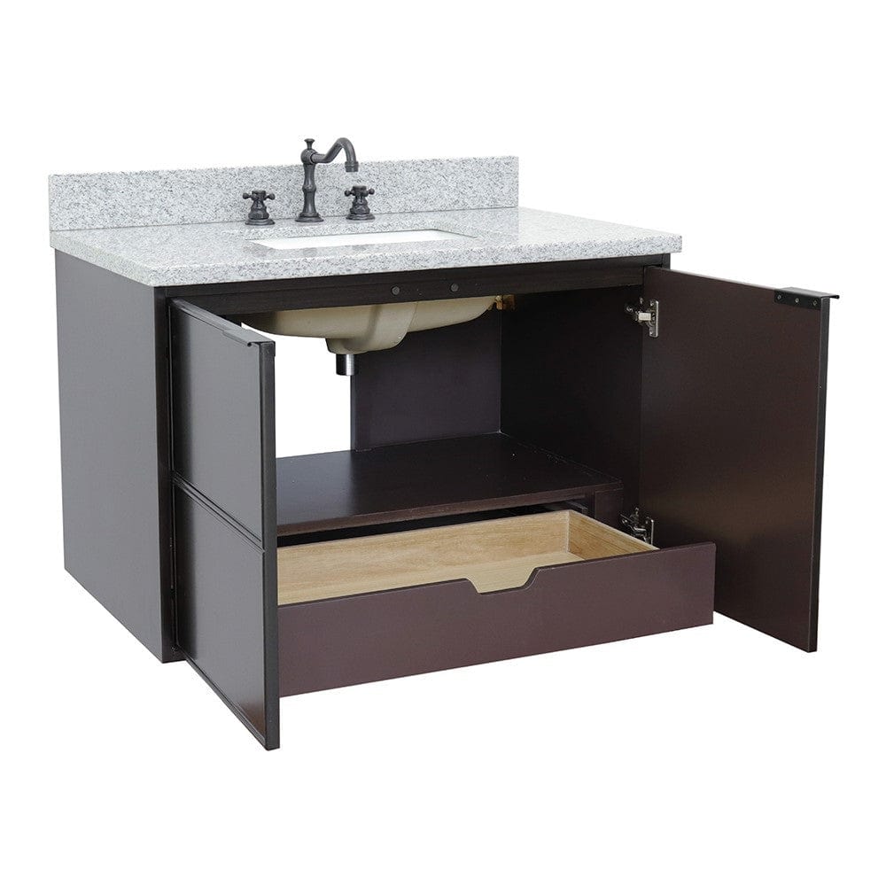 Bellaterra 37" Single Wall Mount Vanity in Cappuccino Finish