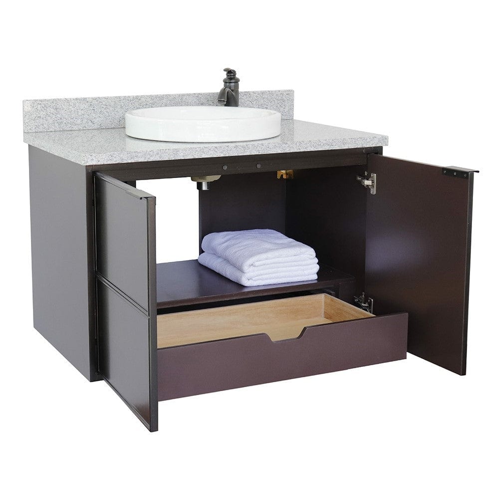 Bellaterra 37" Single Wall Mount Vanity in Cappuccino Finish