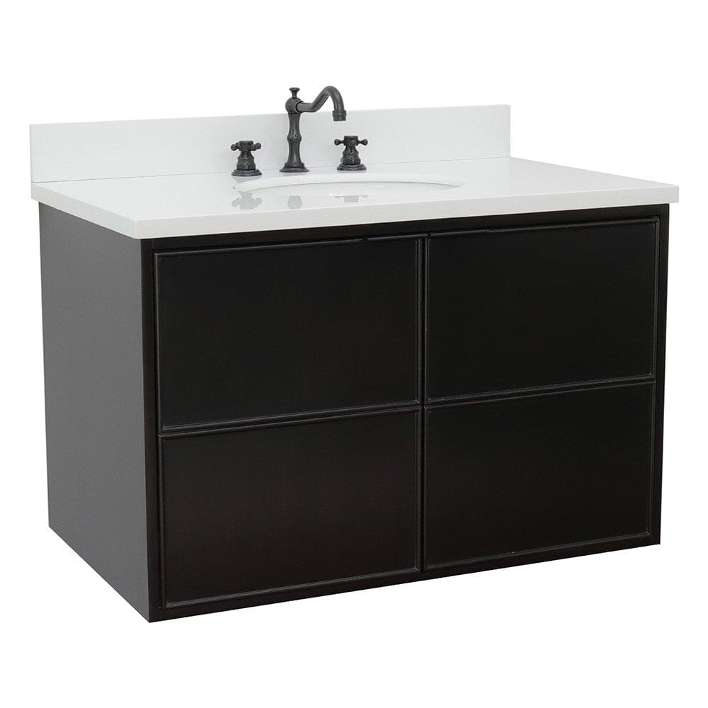 Bellaterra 37" Single Wall Mount Vanity in Cappuccino Finish