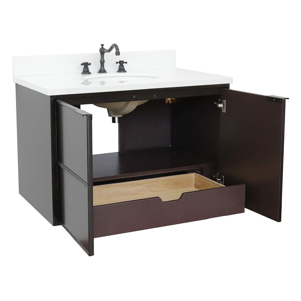 Bellaterra 37" Single Wall Mount Vanity in Cappuccino Finish