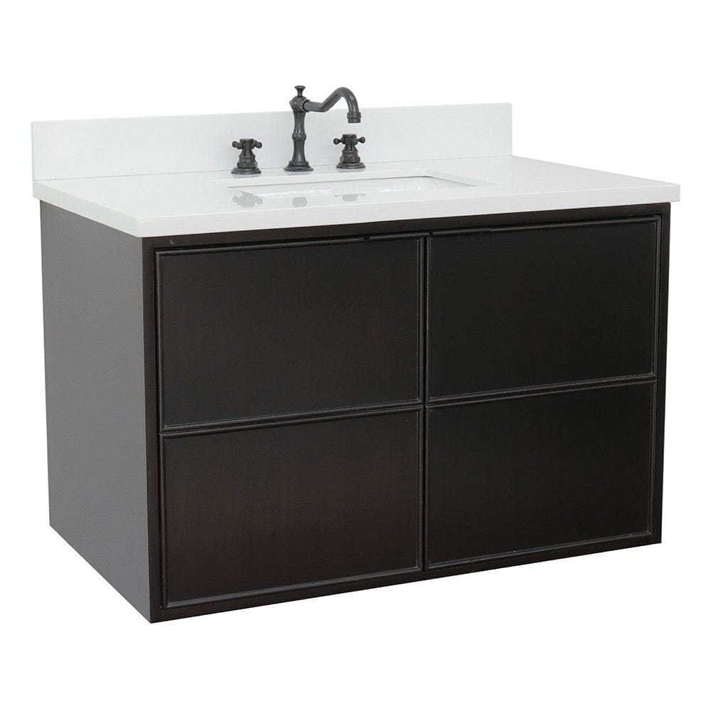 Bellaterra 37" Single Wall Mount Vanity in Cappuccino Finish