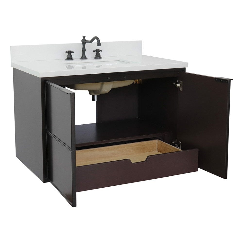 Bellaterra 37" Single Wall Mount Vanity in Cappuccino Finish