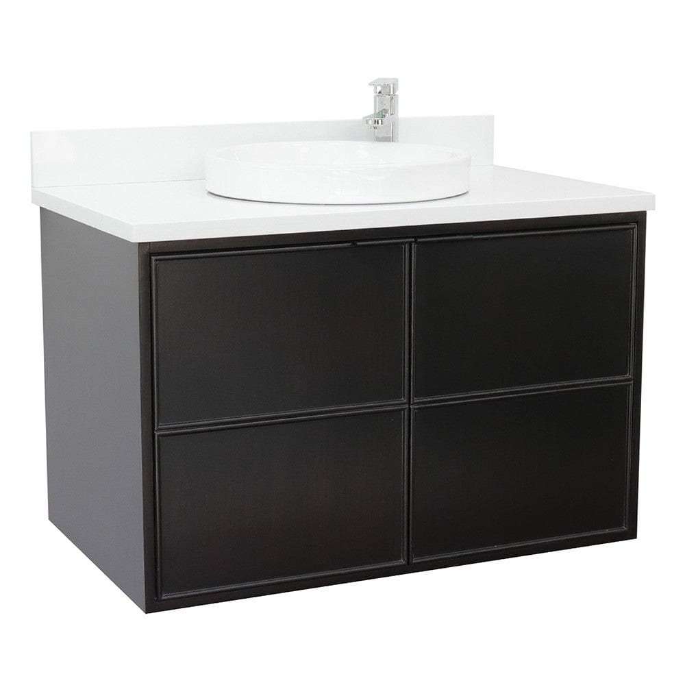 Bellaterra 37" Single Wall Mount Vanity in Cappuccino Finish