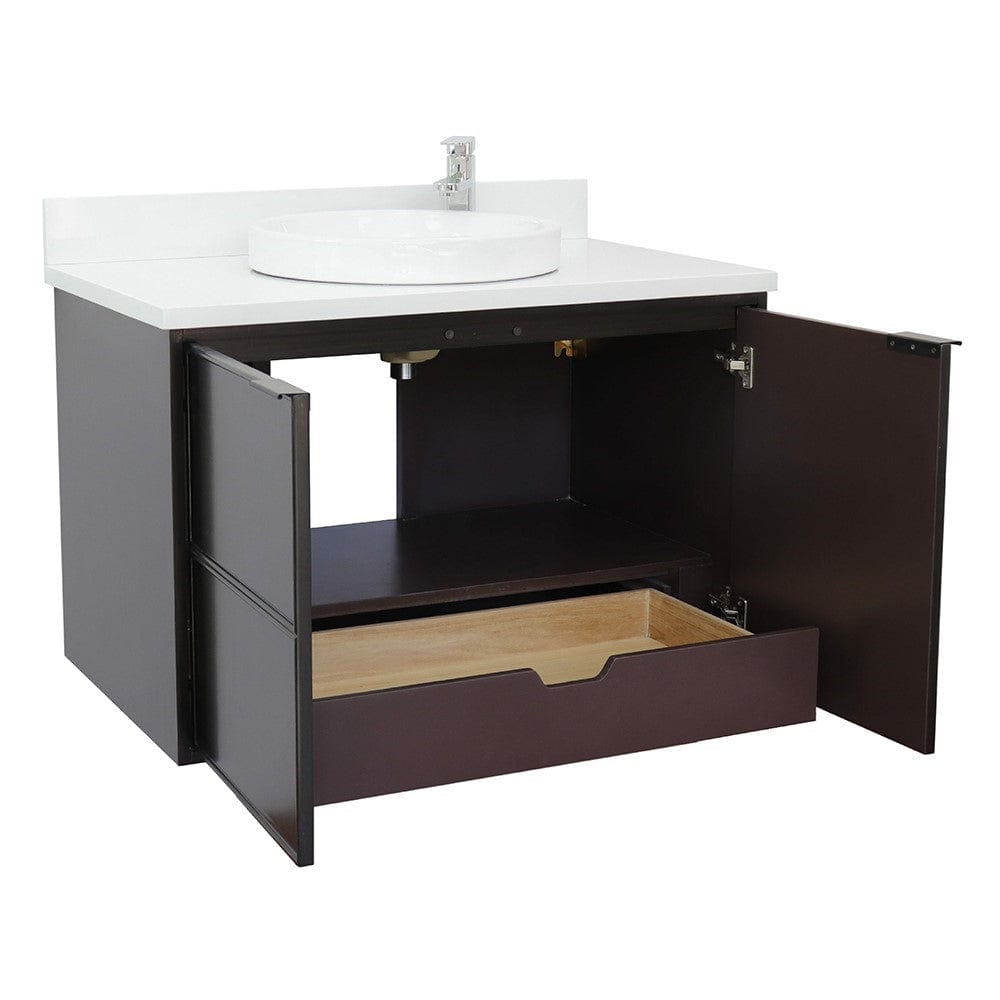 Bellaterra 37" Single Wall Mount Vanity in Cappuccino Finish